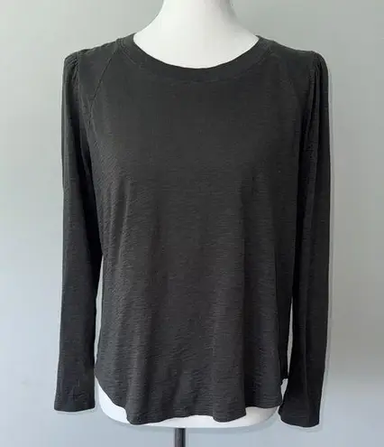 Veronica Beard Baseball Mason Charcoal Long Sleeve Tee Pimo Cotton Top Women's L