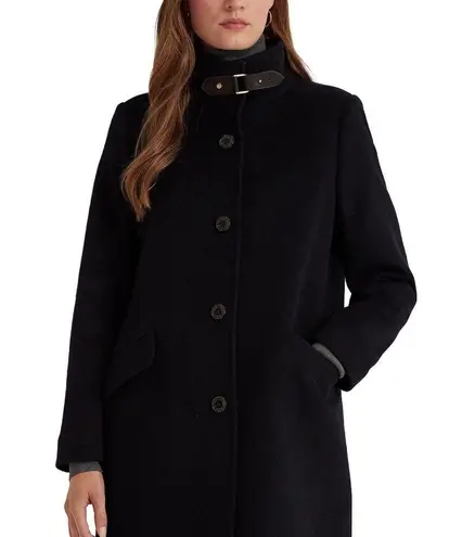 Ralph Lauren NWT LAUREN  Women's Wool Blend Buckle-Collar Coat Black