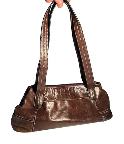 Giani Bernini Giani Bernini Women Brown Leather Baguette Shoulder Bag Y2K 00s Casual Feminine - Image 1