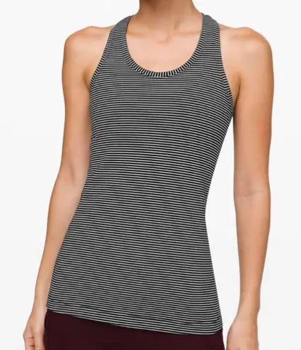 Lululemon Cool Racerback II Tank Top Black White Stripe
