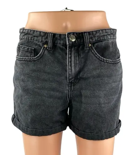 Only Women's Black High Rise Cuffed Boyfriend Skater Denim Jean Shorts Size S