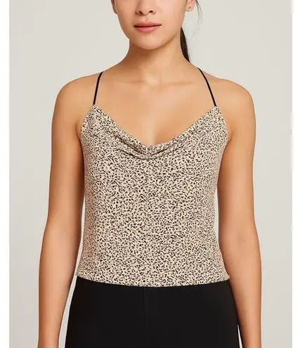 Gaze DTLA Leopard Cowl Neck Cami Top Small NWT Brown