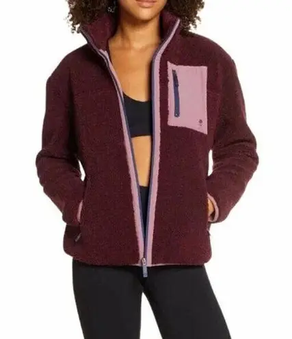 SOUL CYCLE maroon purple zip up fleece jacket size XS