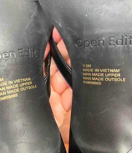 Open Edit Women's Black Thong Kitten Heel Sandals Size 9.5M