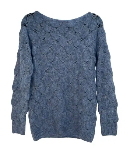 La Maille FRNCH Blue Loose Weave Long Sleeve Pullover Knit Sweater Size S/M
