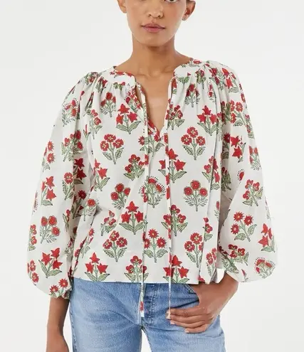 nwt RHODE Rafael blouse block print top rambagh phool L White Size L - Image 1