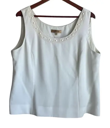 Kasper Women Top 18 Ivory Decorative Bodice Career Layering Professional Neutral