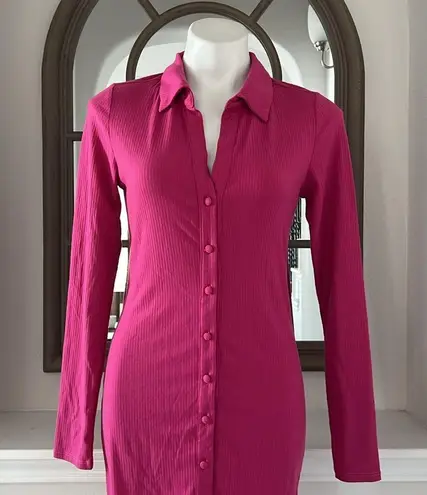 AFRM Ribbed Knit Collared Long Sleeve Button Front Shirt