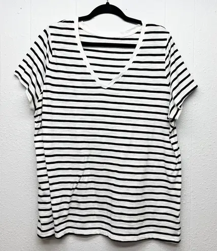 Ava & Viv Striped T-Shirt Womens 2X Cotton Stretch Short Sleeve Everyday Wear