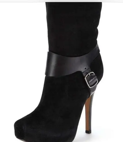 Designer Originals ROSEGOLD Sexy black suede high heel stiletto boot