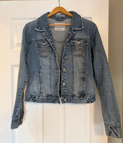 Aeropostale  Distressed Jean Jacket Size Large Medium Wash Trucker Retro L4 - Image 1