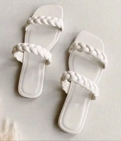 Soda White Vegan Leather Braided Sandal