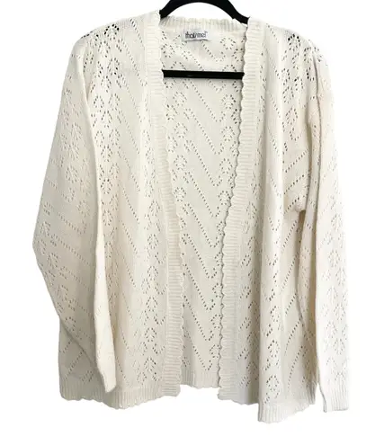 That's Me! Crochet Cardigan Open Front Knit Sweater Cream M Office Grannycore Size M