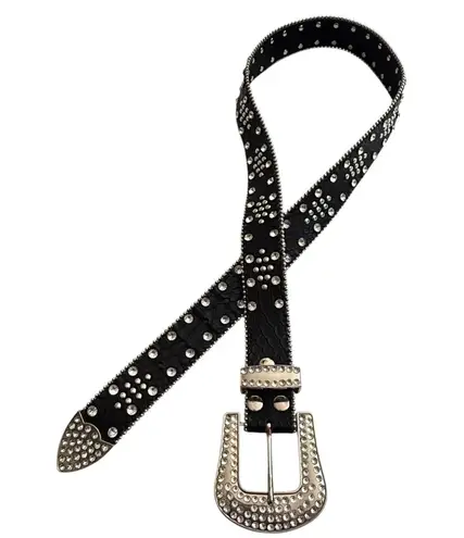 Rhinestone Studded Black BELT 34