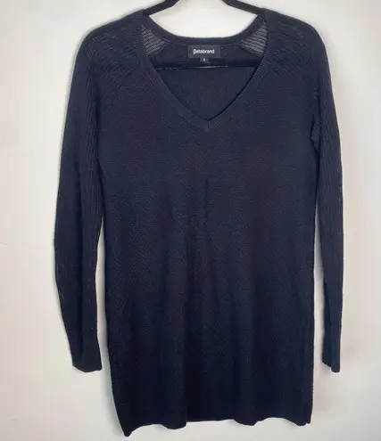 Betabrand No Sweat Rayon & Performance Cashmere V Neck Sweater Black Size S