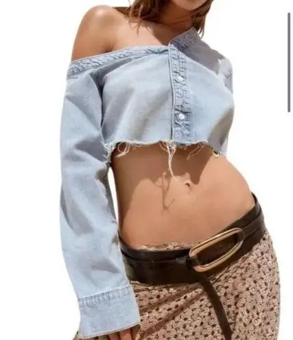 ZARA TRF ASYMMETRIC DENIM SHIRT BLUE SIZE XS - $36 - From Alyssa