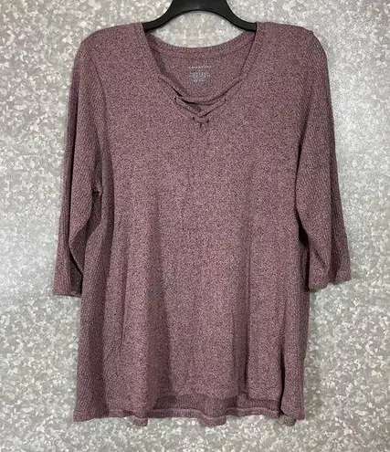 Lane Bryant  Women's Plus Size Pink & Black Marled Tunic Sweater - Size 14/16W