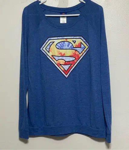 DC Comics Superman Blue Long Sleeve Shirt Size 15/17 Juniors
