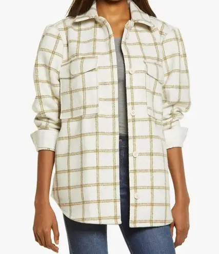 Treasure & Bond NWT$129 Treasure Bond Womens Plaid Puff Sleeve Shirt Jacket Ivory Carsonpane XL