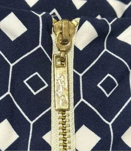 Eliza J Women’s Size 6 Navy Blue White Pink Geometric Print Sheath Mini Dress