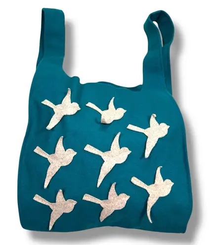 Burel Factory Mountain Originals Wool Teal Blue 3D Birds Tote Bag