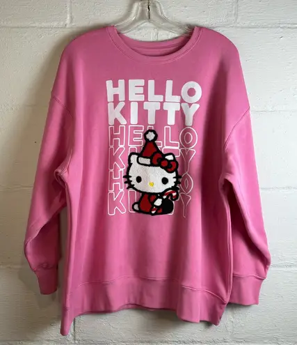Sanrio Hello Kitty Christmas Crewneck Pink Holiday Pullover Sweatshirt Sz Large