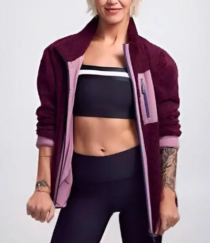 Sherpa Zip Up Jacket in purple and mauve Size XS