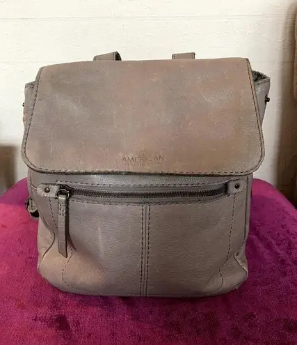 AMERICAN LEATHER CO. Liberty Backpack Gray/Taupe Purse Bag TRAVEL MINIMALIST Gray
