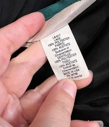 Alfred Angelo 80’s Teal Black Lace Flounced Elegant Formal Dress