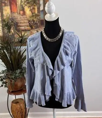 Chadwick's Chadwick’s Women Ruffled Cardigan Open Sweater Size Medium Long Sleeve Ruffle