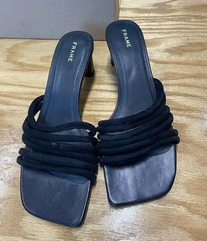 Frame Slide Sandals Women's 7 Black Suede Slip-On Block Heel Formal Open Toe S51