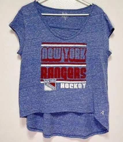 Alta Gracia Blue Marled New York Rangers Short Sleeved Scoop Neck T-Shirt