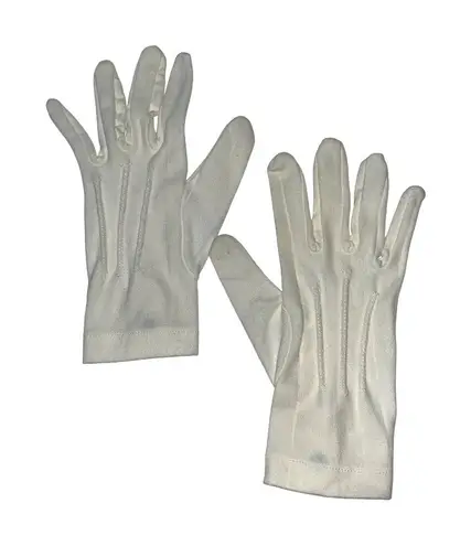 Vintage White Cotton Gloves With Decorative Button Closure 9 Inch Length Womens