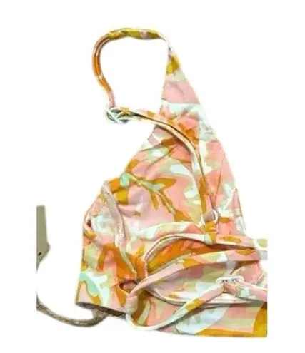 Stone Fox Swim NWT Bikini Conch Hot Tropix Spaghetti Top V Neck XL Pink White