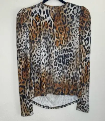 Generation Love Tan Black White Leopard Print Cowl Neck Blouse Size Medium