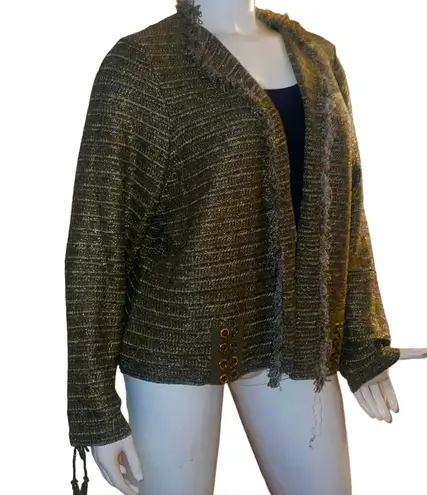 INC Metallic Lace Up Boucle Blazer