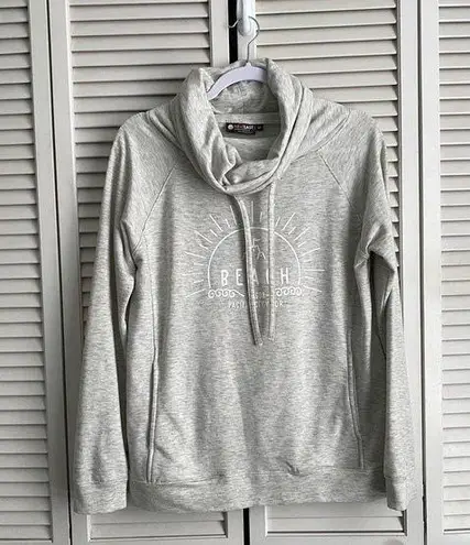 Oregon Coastal Hoodie Sweatshirt Pacific City, OR Oatmeal with Pockets Sz Medium