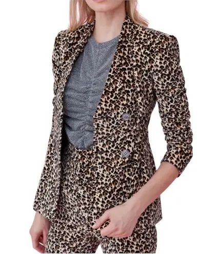 Rebecca Taylor NEW Leopard Print Velveteen V-neck Blazer Jacket size 12