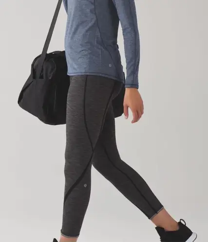 Lululemon  On Track Tight Women's Crop 2 Heathered Black Running Luxtreme Contour thumbnail 1
