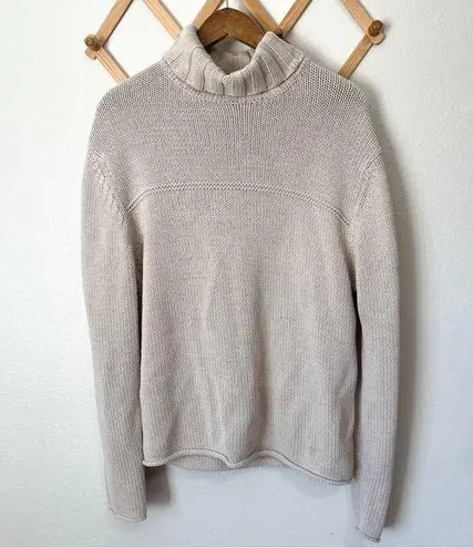 Banana Republic Tan Chunky Knit Turtleneck Sweater Size Large