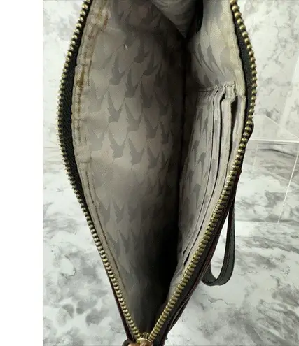 LO & SONS Saffiano Wristlet Pouch Wallet Phone Case Black Leather