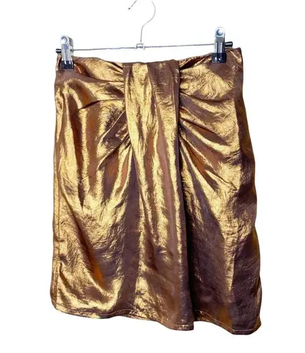 & Other Stories Paris Atelier & Other Stories Gold Draped Metallic Satin Mini Skirt NWT Size 0