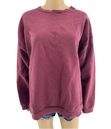 Hanes  LARGE Burgundy Red Distressed Athleisure Sweatshirt Sweater