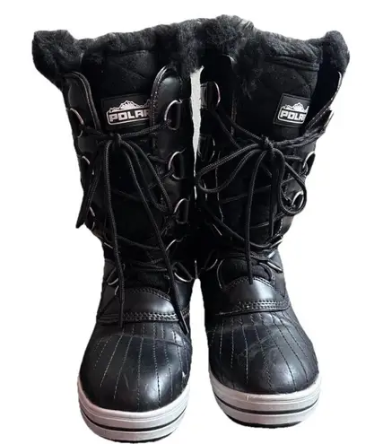 Polar Winter Snow Boots Women's US 8 EU 39 Black Faux Fur Lace