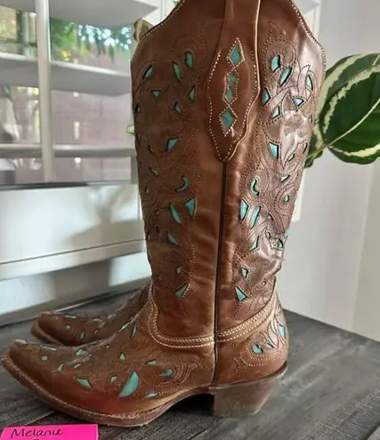 Justin Boots Justin brand leather Corral style A1952 cowgirl boots