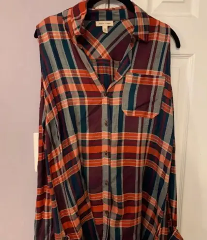 Silence + Noise Cold Shoulder Flannel - Image 1