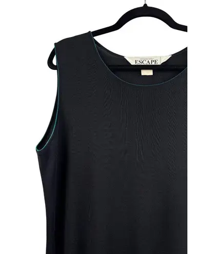 Women’s Howard Wolf Escape Size Large Black Sleeveless Blouse with Teal Stitchin Blue