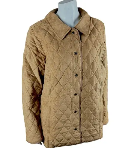 Isaac Mizrahi Issac Mizrahi Live! Faux Suede Quilted Barn Jacket with Lining Toffee Large NWOT