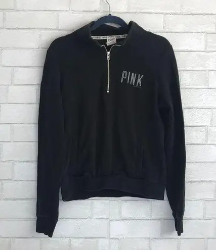 PINK - Victoria's Secret VS Pink Black Quarter ZIP Pullover