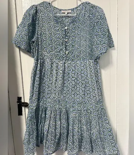 Marea Tiki Geo Cover up Dress in blue multi size xs